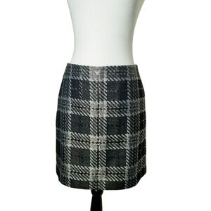 LOFT Outlet‎ Petite 6 Gray Plaid Mini Skirt Professional School Girl Academia